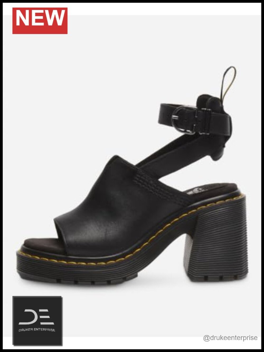 Leather Platform Heeled Sandals Ankle Strap Buckle Millee